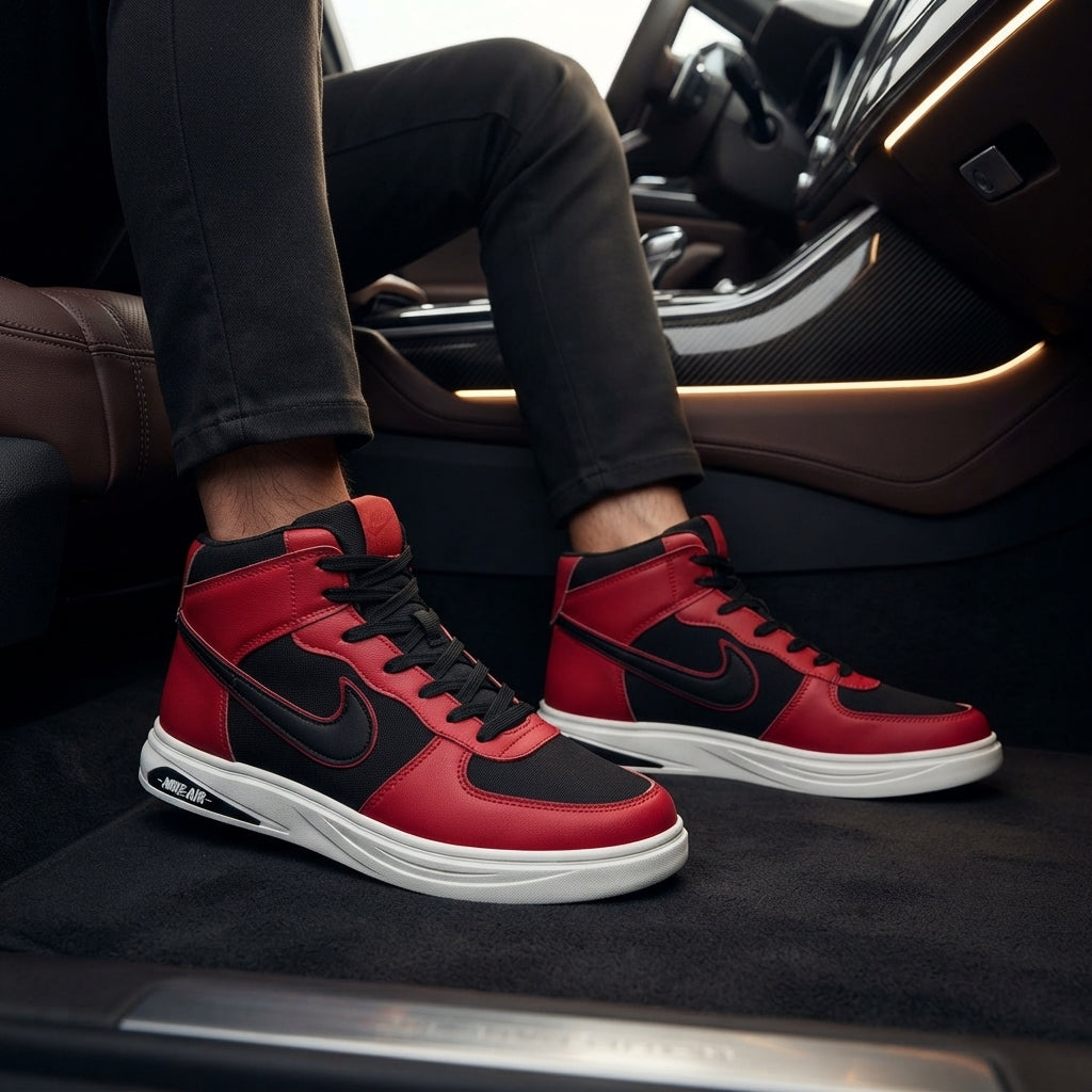 High Neck Sneakers For Men Red-5210