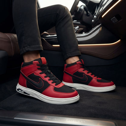 High Neck Sneakers For Men Red-5210