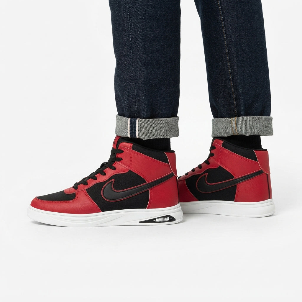 High Neck Sneakers For Men Red-5210