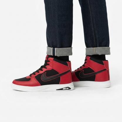 High Neck Sneakers For Men Red-5210