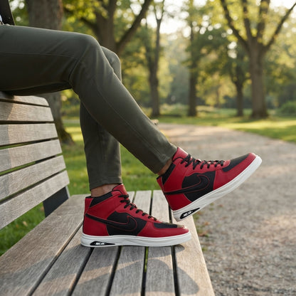 High Neck Sneakers For Men Red-5210