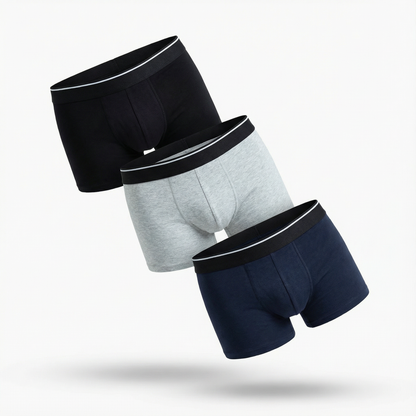 3-Piece Pack Men’s Cotton Underwear - পুরুষদের কটন বক্সার – GRAY,BLACK,BLUE