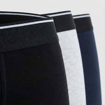 3-Piece Pack Men’s Cotton Underwear - পুরুষদের কটন বক্সার – GRAY,BLACK,BLUE