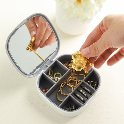 Luxury Mini Jewelry Organizer Storage Box with Mirror