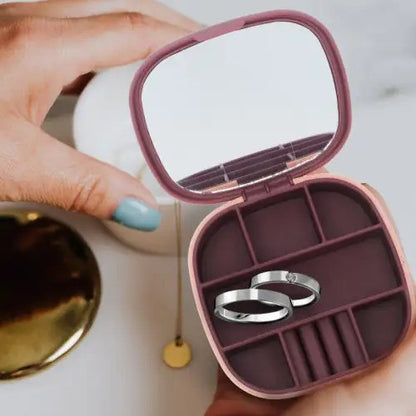 Luxury Mini Jewelry Organizer Storage Box with Mirror