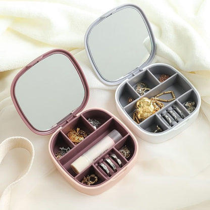 Luxury Mini Jewelry Organizer Storage Box with Mirror